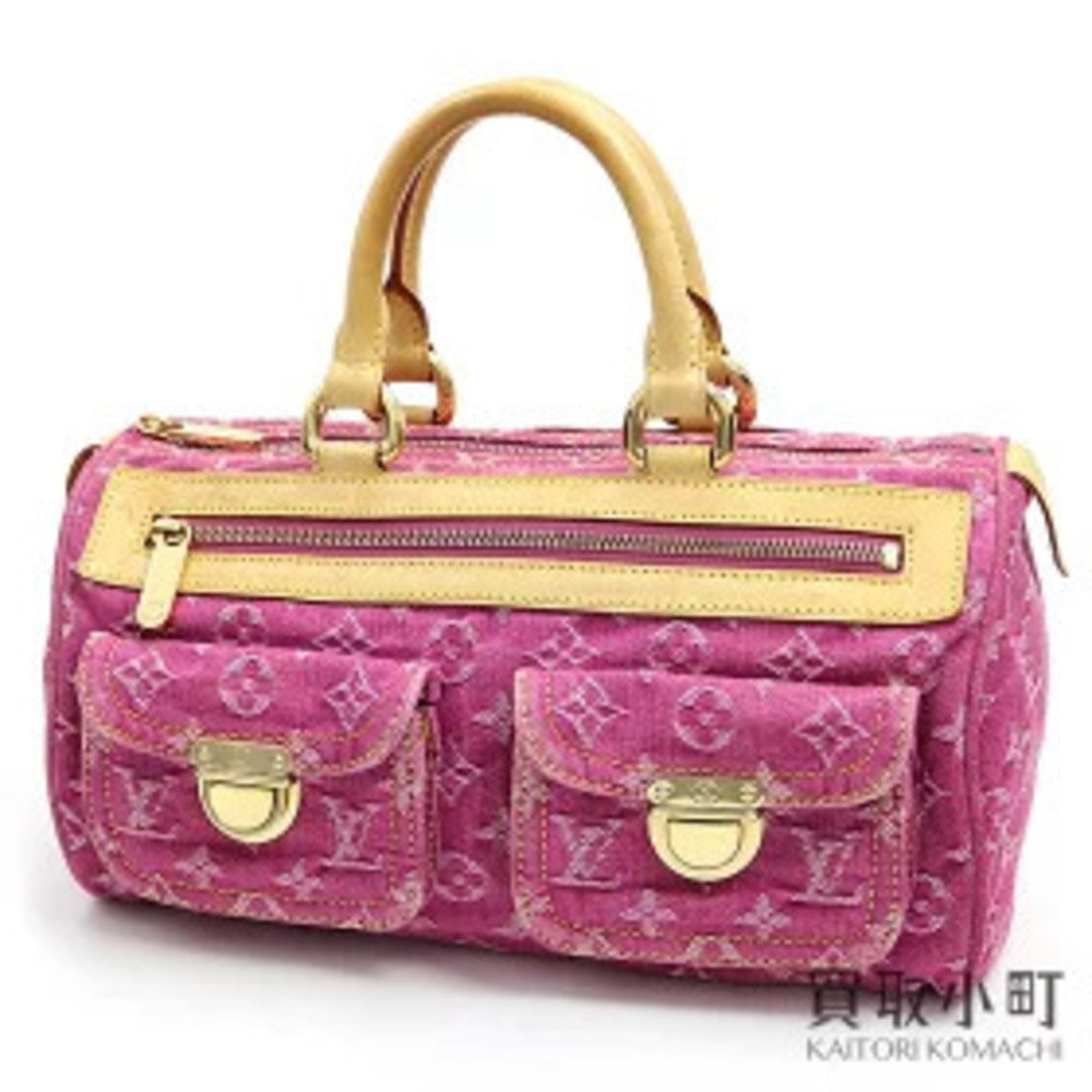 Louis Vuitton Neo Speedy Monogram Denim Fuschia Pink Boston Handbag LV Hand Bag